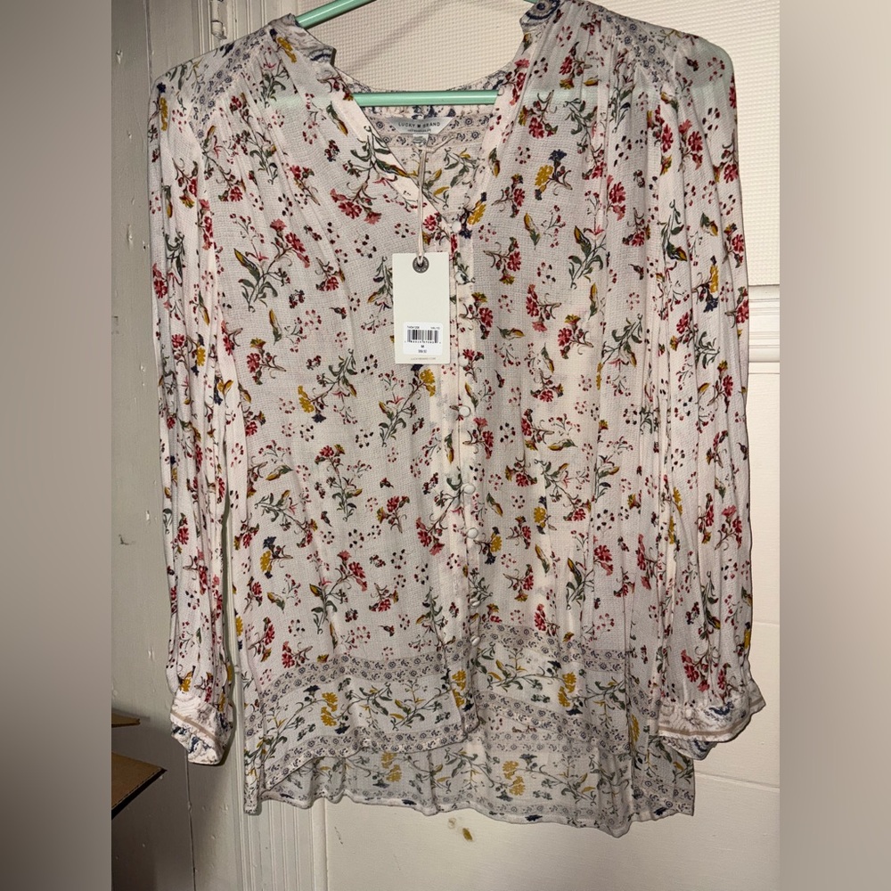 Lucky Brand Cream Flowered Blouse